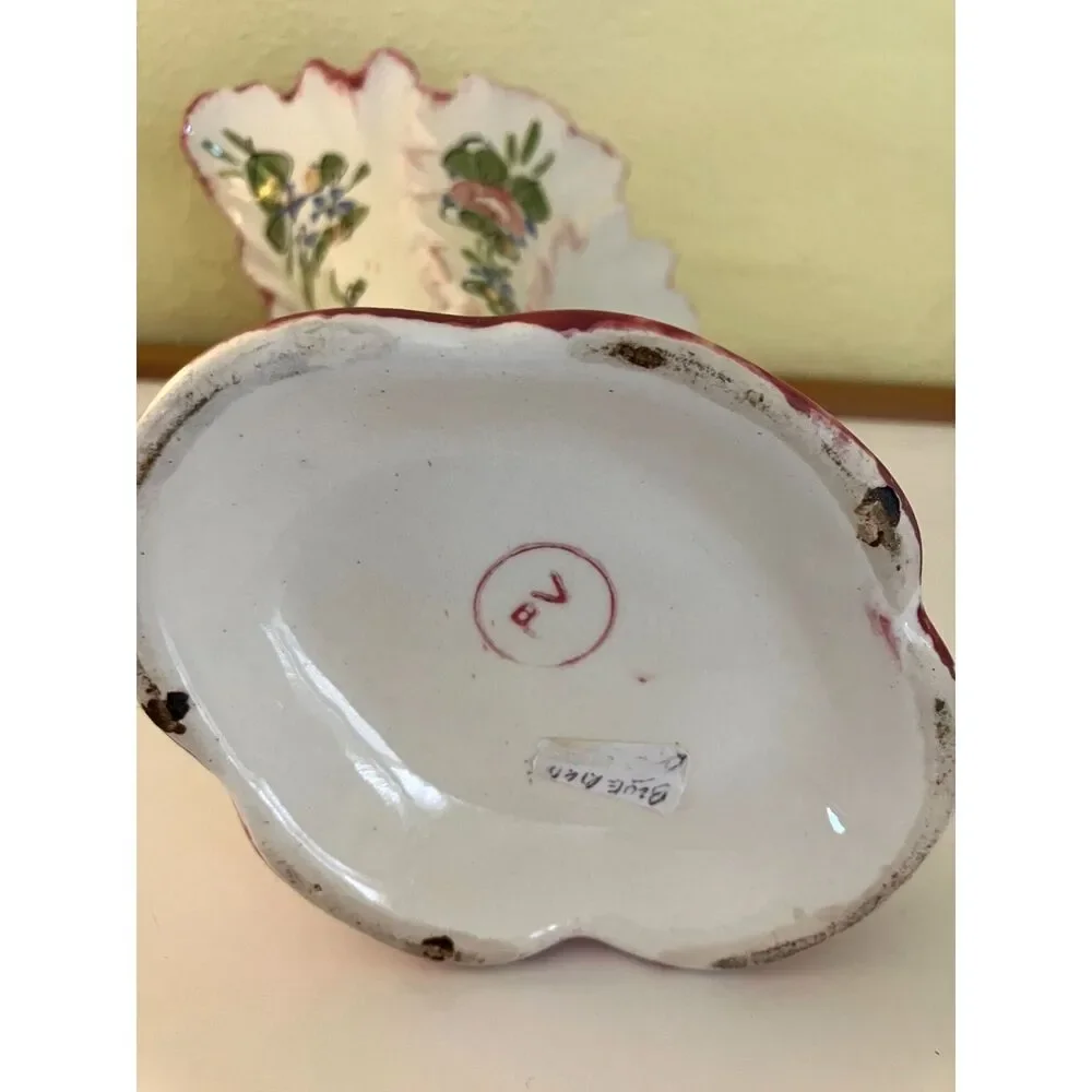 Pair of floral cornucopia vases